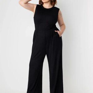Cider Classic Black Sleeveless Jumpsuit, Size 3X